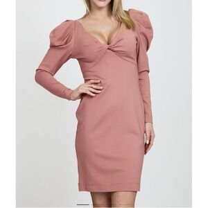 Andre Tan Dress M Dusty Rose Pink Puff Sleeve Bodycon Mini Luxe Y2K NWOT Ukraine
